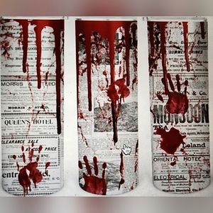 True crime, newspaper 20oz Tumbler, straight. With lid and straw.